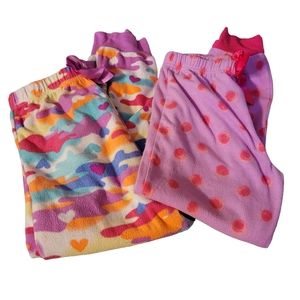 Two Circo Fuzzy Medium Girls Pajama Bottoms Pink Multicolor Bows